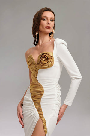 Shannon Örgü Detaylı Yırtmaçlı Maxi Elbise