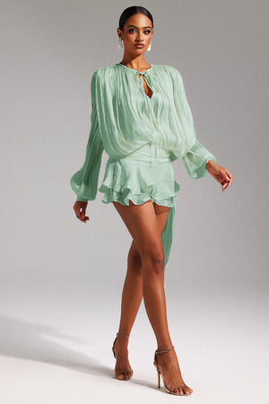 Dekia Uzun Kollu Volanlı Mini Elbise