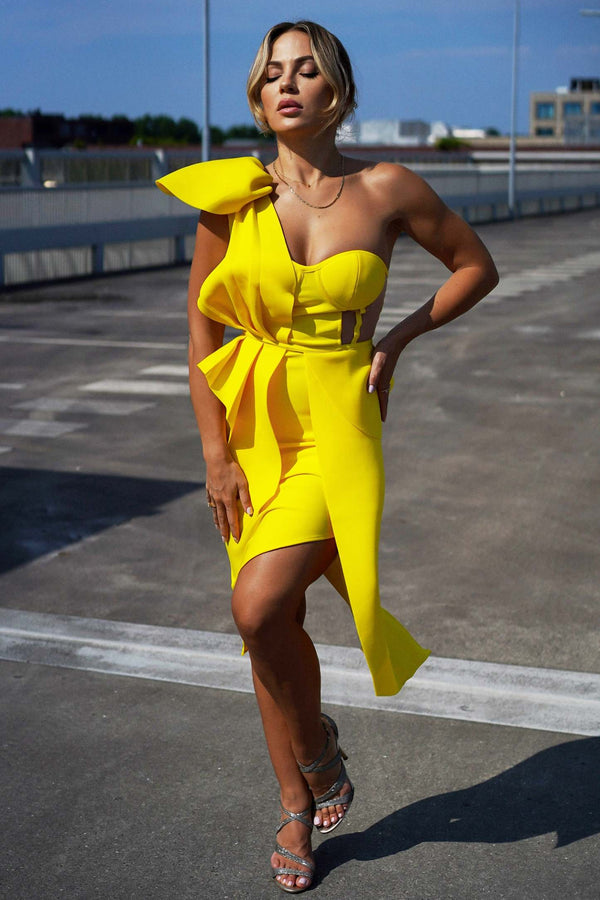 Tek Omuzlu Kokteyl Midi Elbise