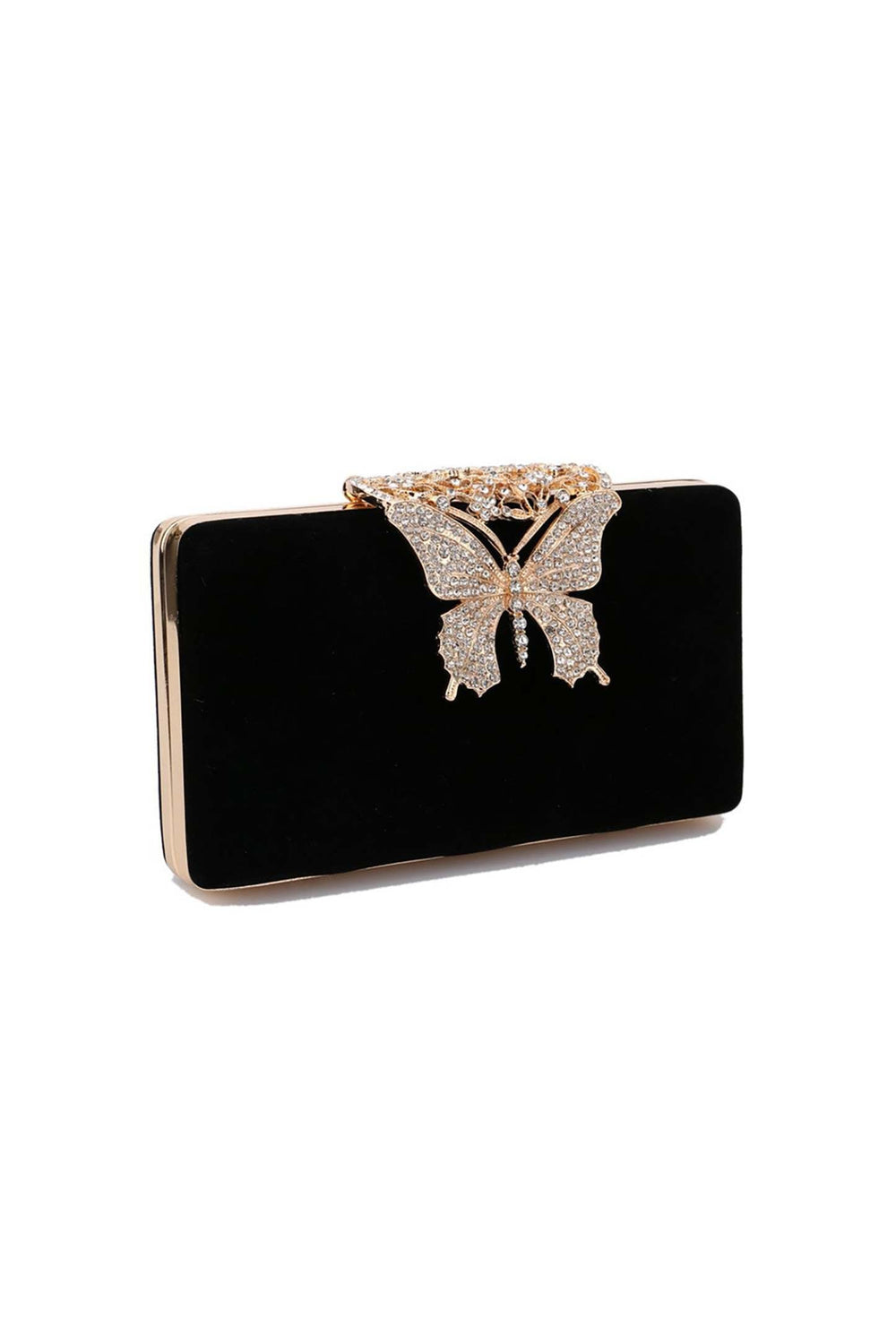 Zalma kelebek şekilli clutch, taş işlemeli detaylar