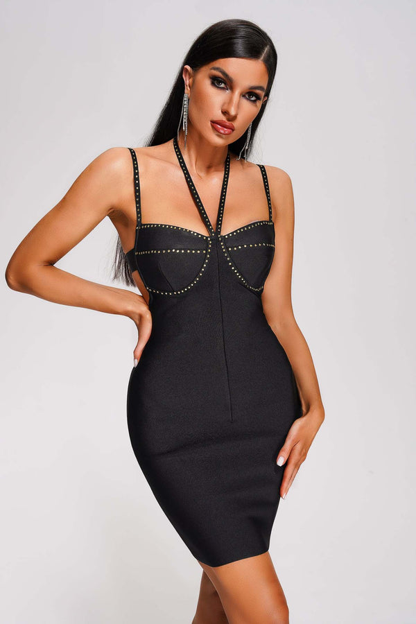 Lexie Halter Yaka Mini Bandaj Elbise