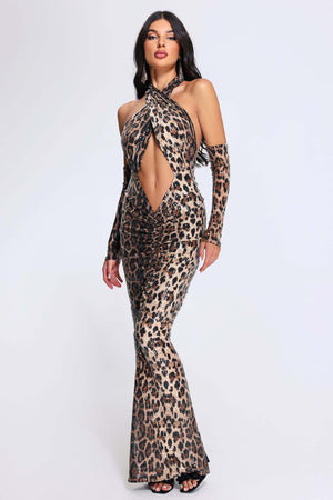 Halter Yaka Simli Elbise