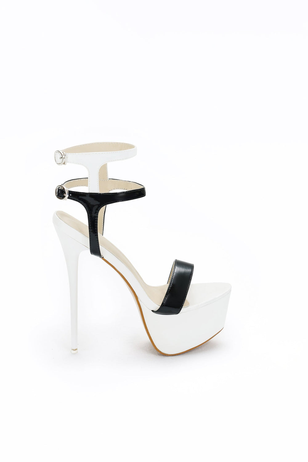 White waterproof ultra high heel sandals with open-toe design and platform