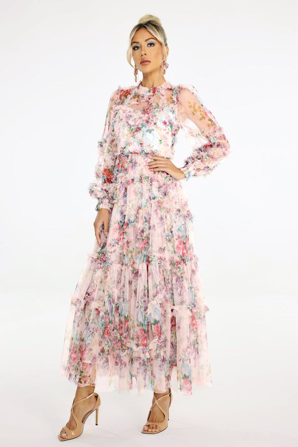 Winona Desenli Mesh Midi Elbise