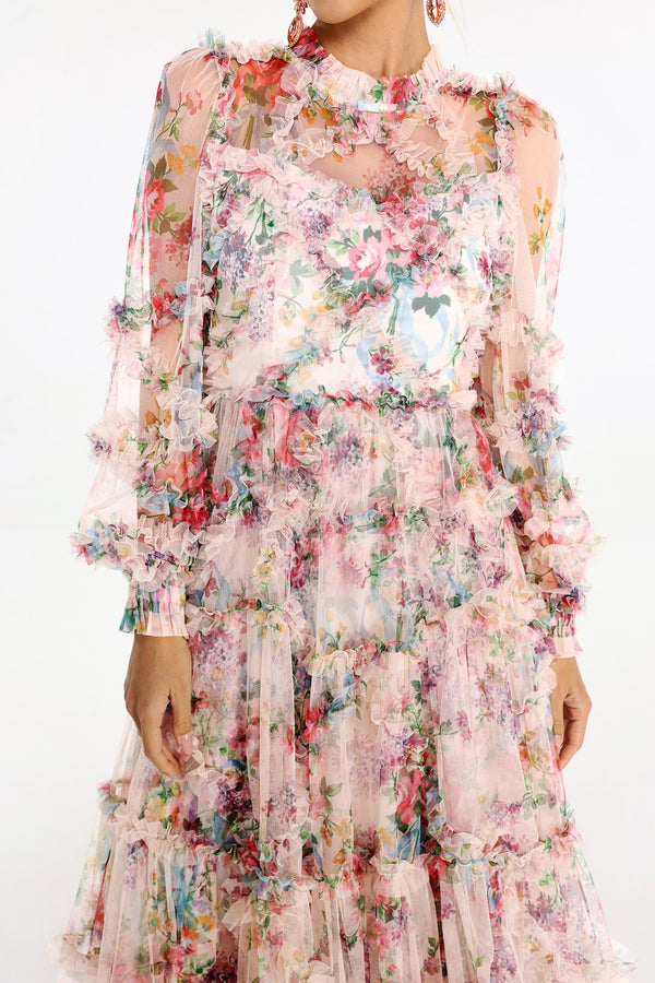 Winona Desenli Mesh Midi Elbise