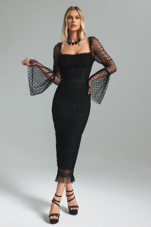 Crana Mesh Midi Dress, low stretch, glamorous style