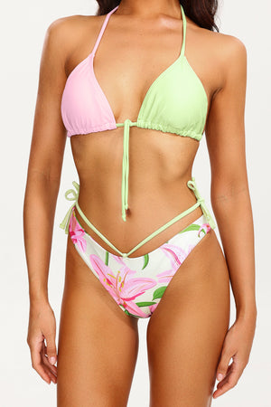 Zarinny Çiçek Desenli Üç Parça Bikini Seti