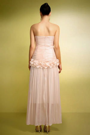 Ronja Kolsuz Çiçek Desenli Kırışık Maxi Elbise