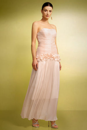 Ronja Kolsuz Çiçek Desenli Kırışık Maxi Elbise