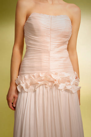 Ronja Kolsuz Çiçek Desenli Kırışık Maxi Elbise