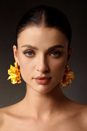 Vercia Metal Çiçek Taşlı Küpeler