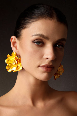 Vercia Metal Çiçek Taşlı Küpeler