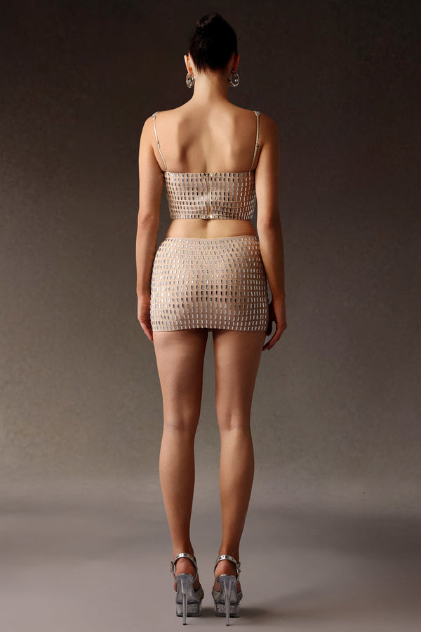 Derza Kolsuz Taş Detaylı Mini İkili Takım