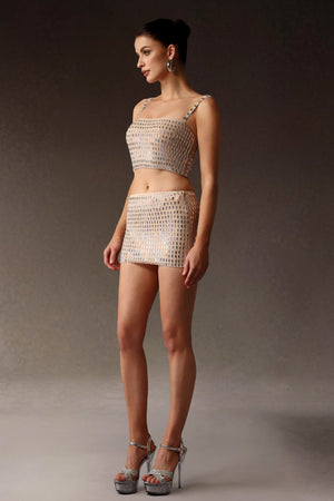 Derza Kolsuz Taş Detaylı Mini İkili Takım