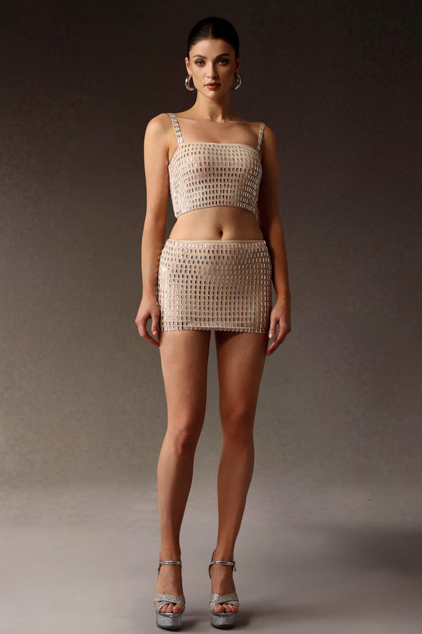 Derza Kolsuz Taş Detaylı Mini İkili Takım