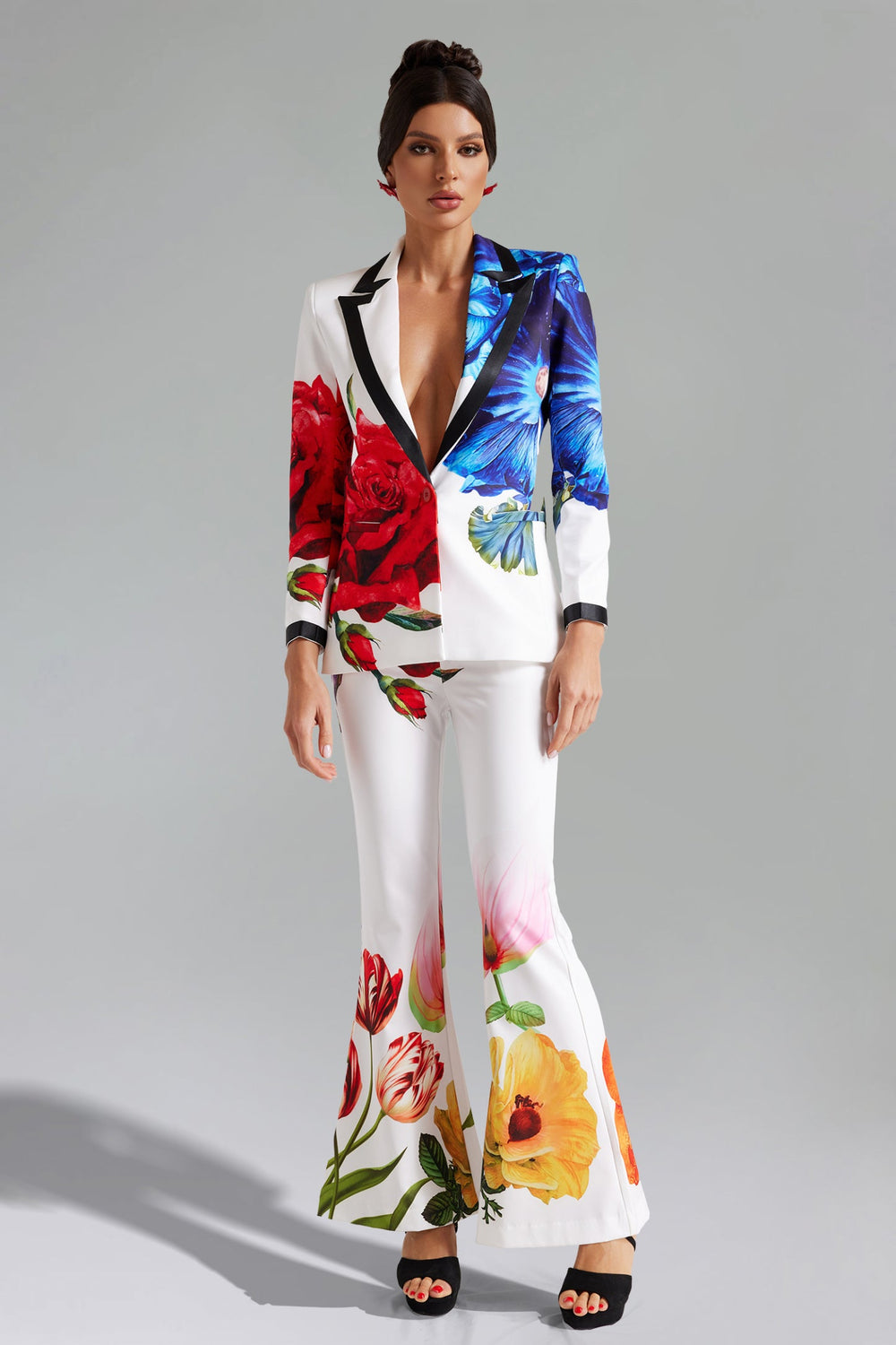 Floral printed tailored blazer set, ideal for work and social events