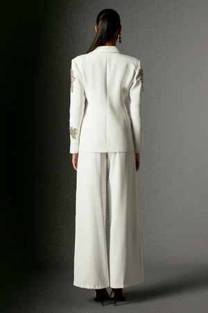 Bordo Taş Detaylı Blazer Takım