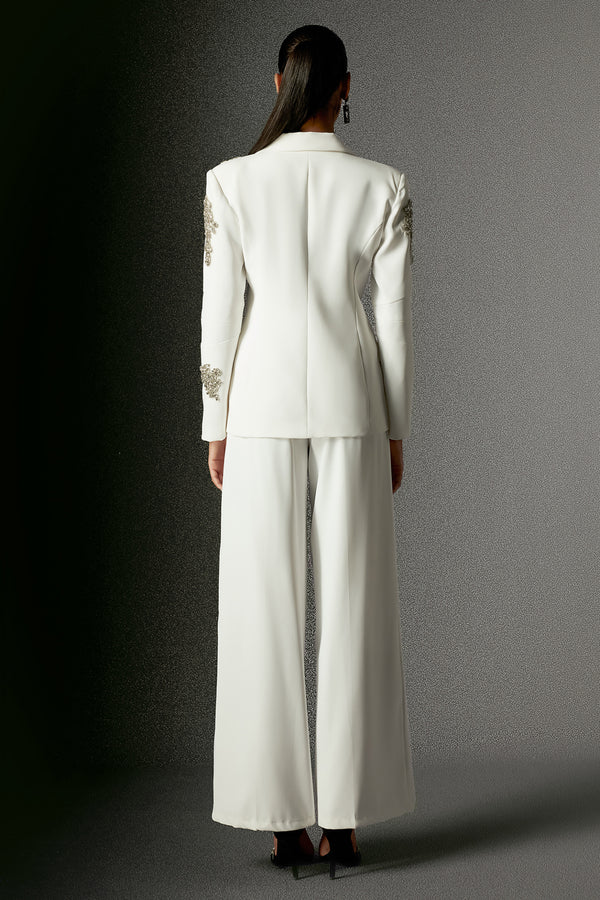 Bordo Taş Detaylı Blazer Takım