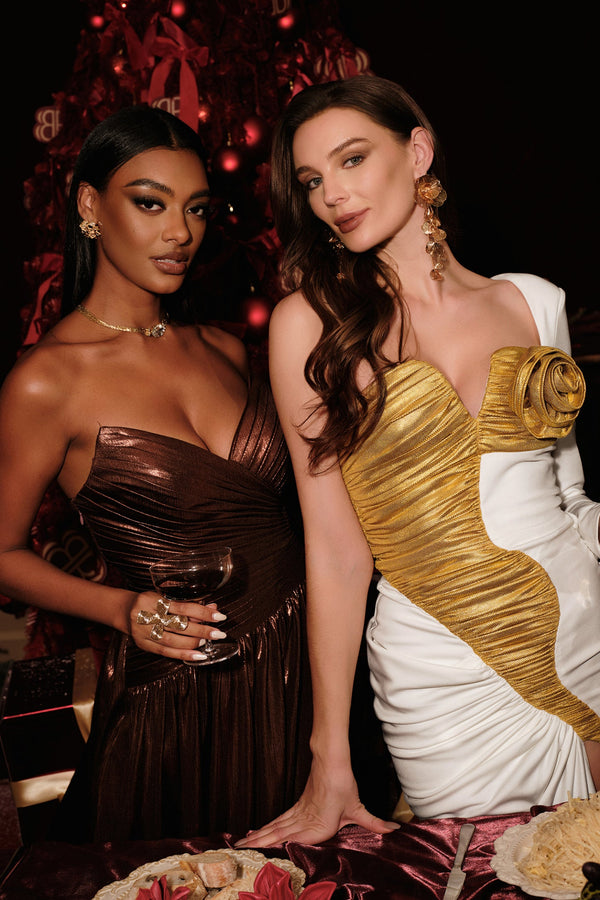 Shannon Örgü Detaylı Yırtmaçlı Maxi Elbise