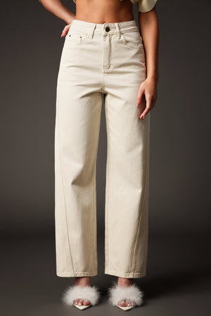 Erin geniş paça maxi kot pantolon, yüksek pamuk oranıyla.