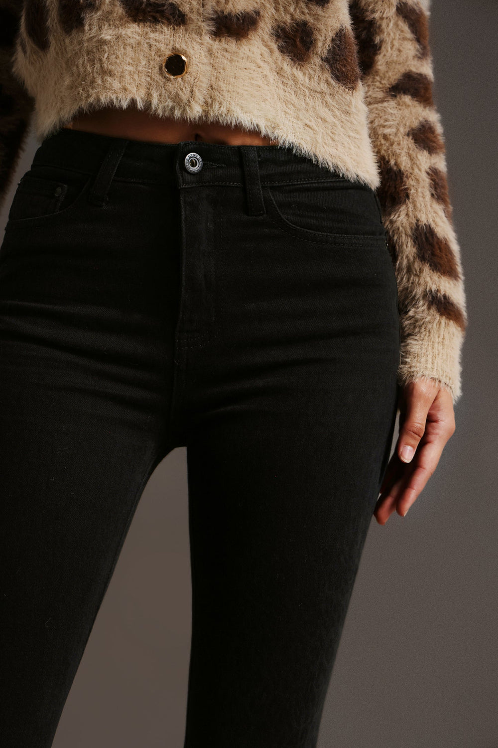 Uara yüksek bel dar paça çan jean, mavi denim
