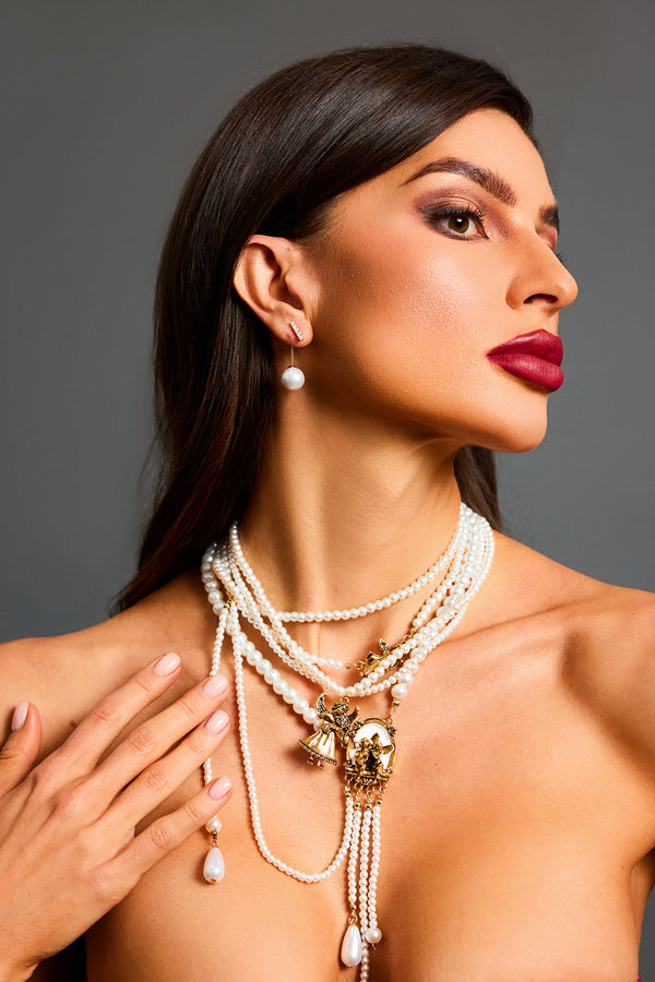 Talia İnci ve Taş Detaylı Mini Küpeler