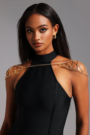 Metal omuz zinciri, parlak gümüş renkli ve ayarlanabilir uzunlukta