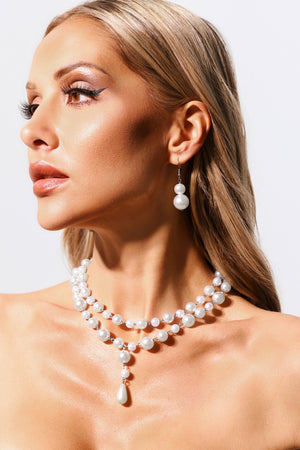 İki katlı inci detaylı gümüş Kori kolye