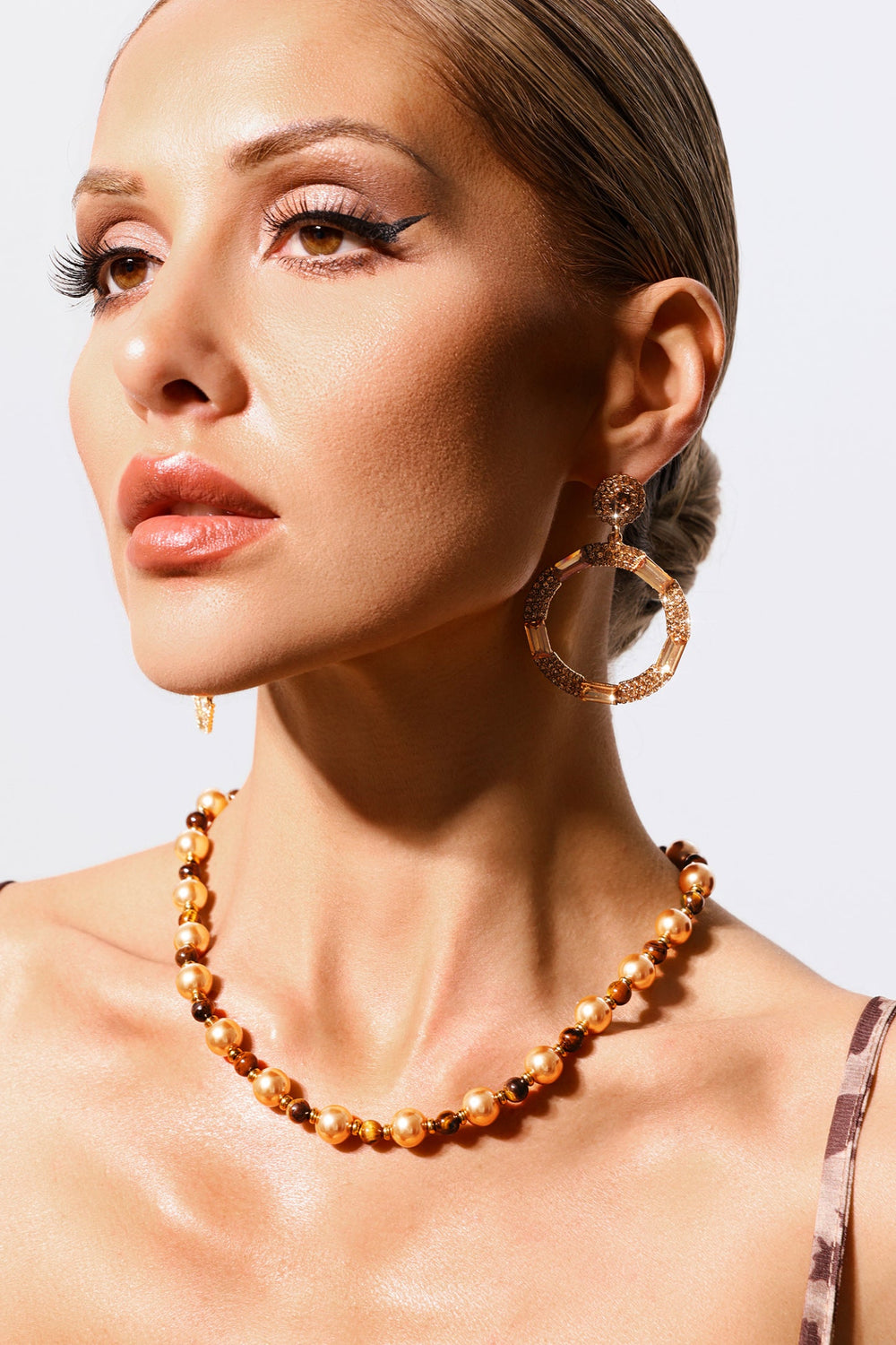 Gold finish Nasim Inci Mini Necklace with pearl details