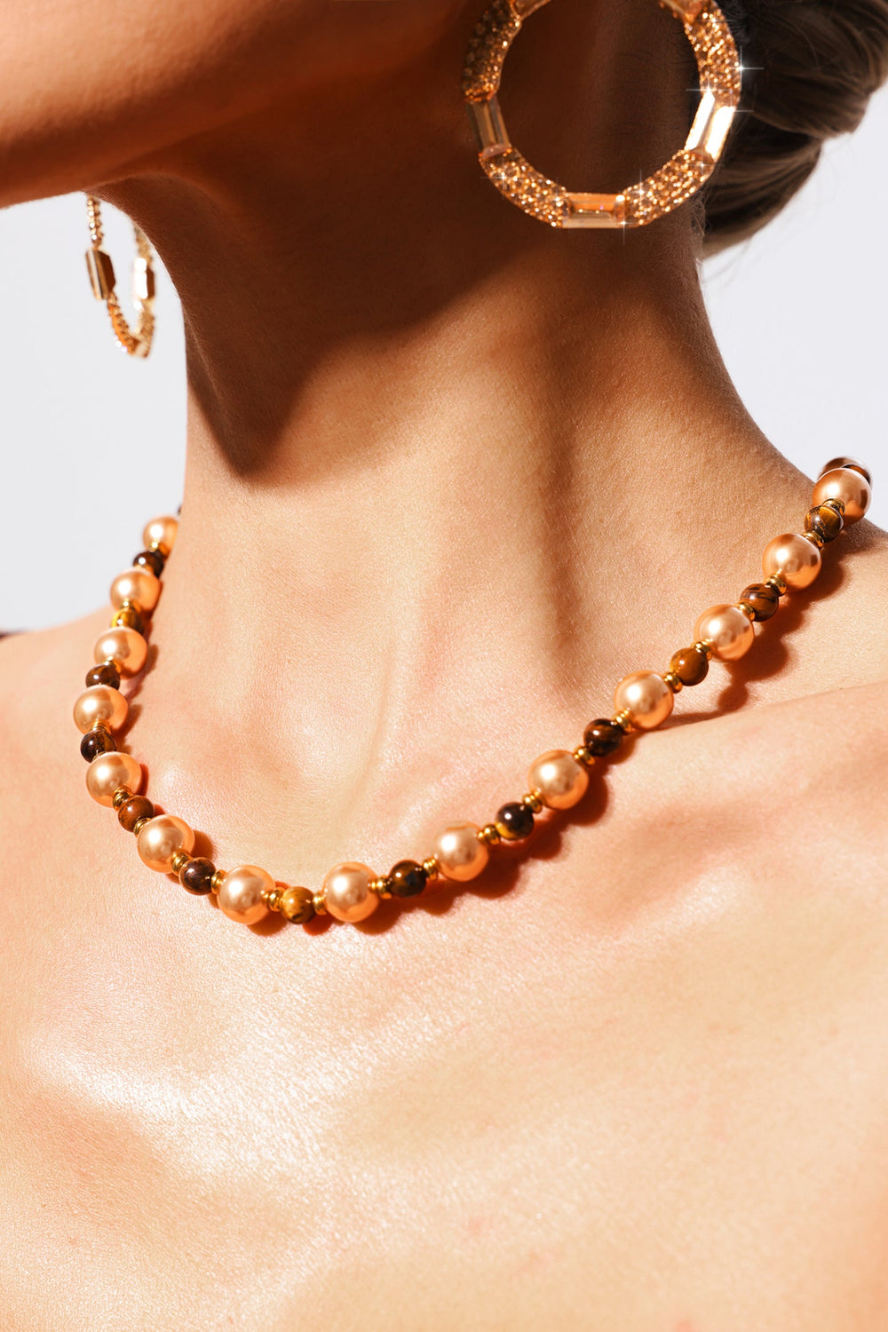 Gold finish Nasim Inci Mini Necklace with pearl details