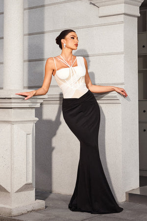 Geralynne Kolsuz Hollow Out Maksi Bodysuit İkili Set