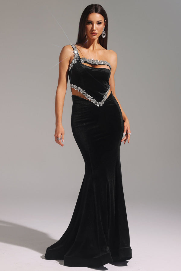 Stretch fabric dress with adaptable fit at bust, waist, and hips