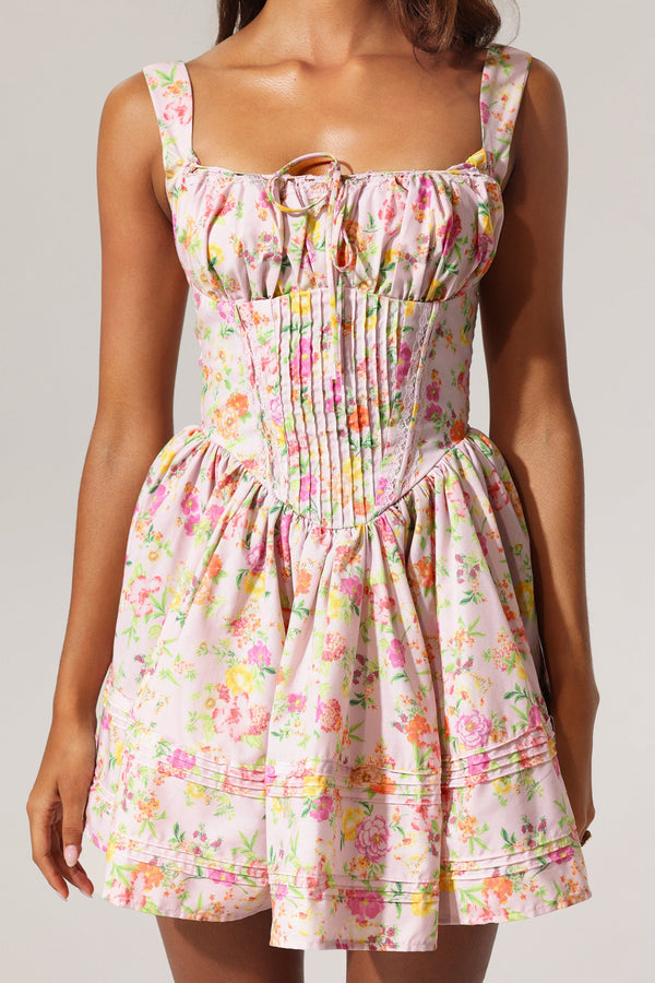 Kezia Çiçek Desenli Halter Mini Elbise