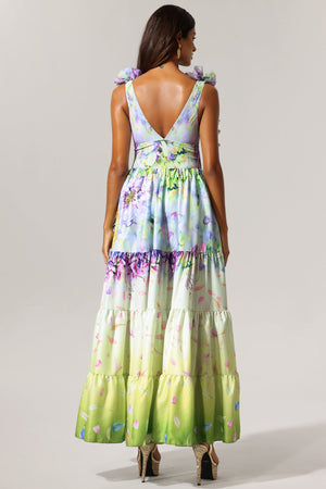 Loyisa Çiçek Desenli Püsküllü Halter Yaka Mayo ve Etek İkili Seti