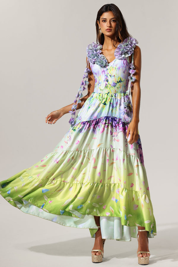 Loyisa Çiçek Desenli Püsküllü Halter Yaka Mayo ve Etek İkili Seti