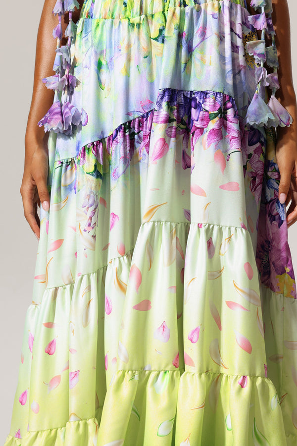 Loyisa Çiçek Desenli Püsküllü Halter Yaka Mayo ve Etek İkili Seti