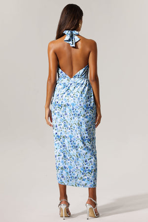 Lale Desenli Yüksek Yırtmaçlı Mayo ve Etek İkili Set