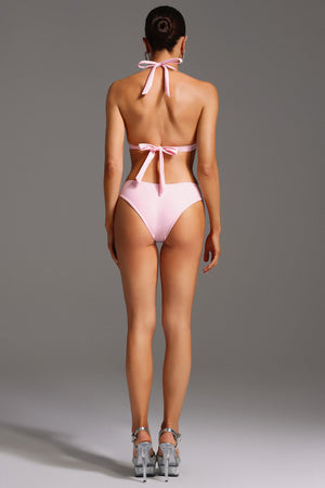 Halter Yaka Taş Detaylı Ajour Bikini
