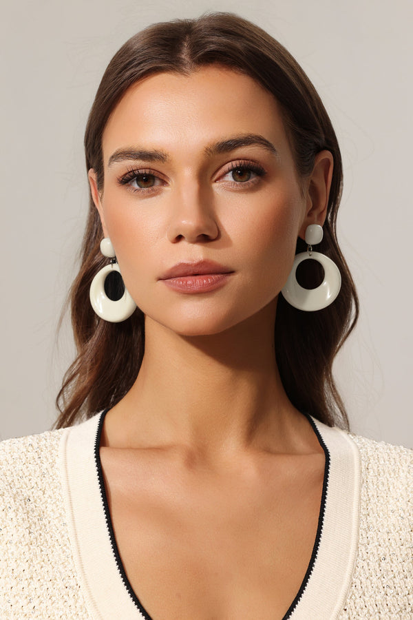 Runa Yuvarlak Hollow Desenli Küpeler