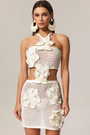 Çiçek detaylı kolsuz mini elbise, Jane marka.