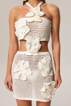 Jane Çiçek Detaylı Kolsuz Mini Elbise