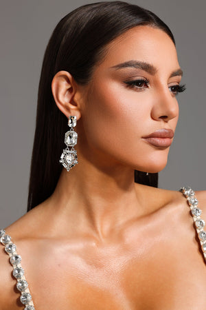 Lyla Taş Detaylı Kare Büyük Küpeler