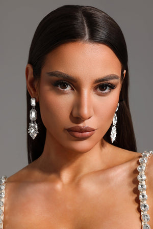 Lyla Taş Detaylı Kare Büyük Küpeler