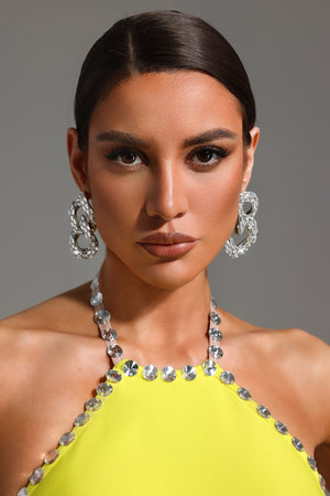 Oval Taş Detaylı Geometrik Küpeler