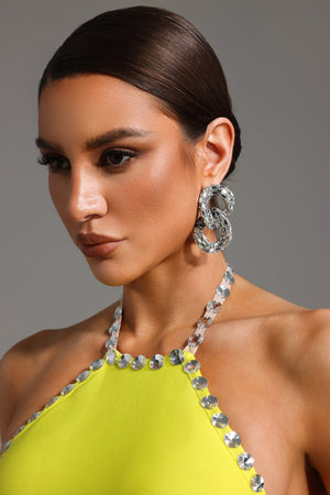 Oval Taş Detaylı Geometrik Küpeler