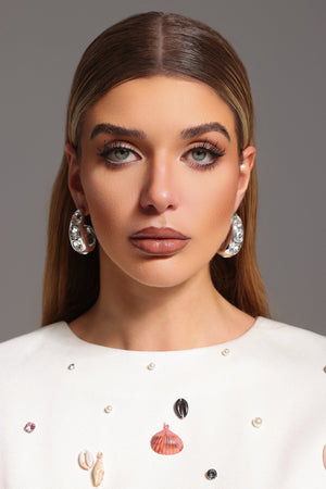 Tatum Elips Taş Detaylı Küpeler