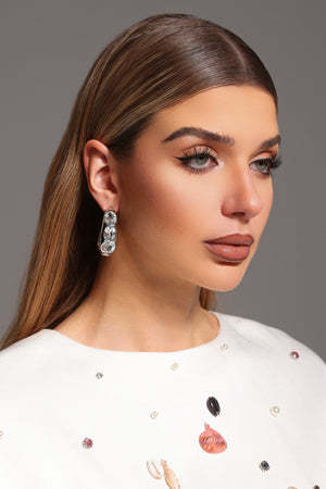 Tatum Elips Taş Detaylı Küpeler