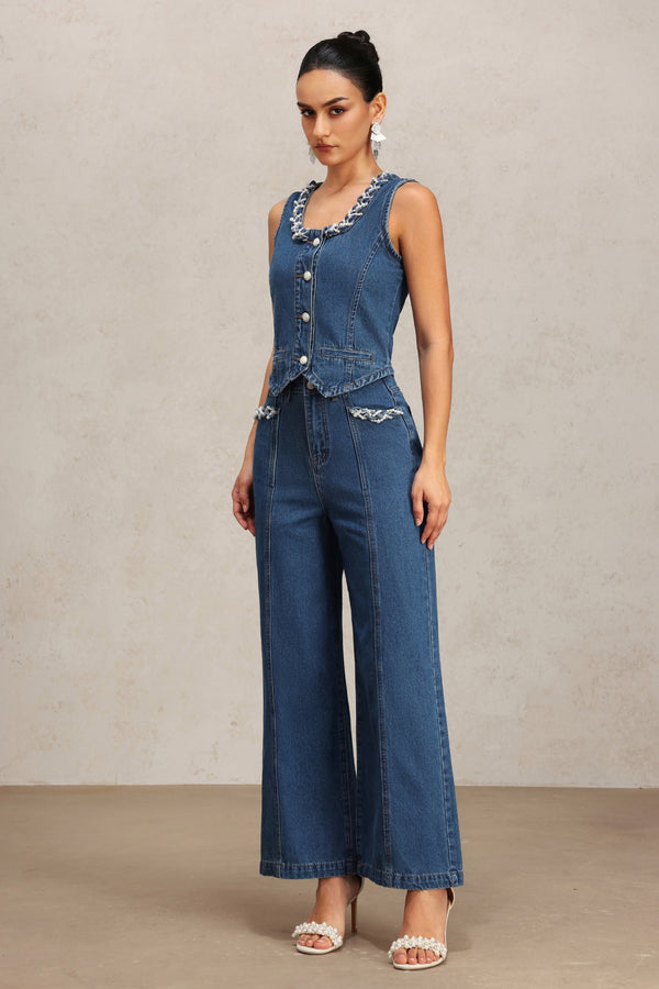 Lureen Kolsuz Denim Yelek ve Pantolon İkili Takım