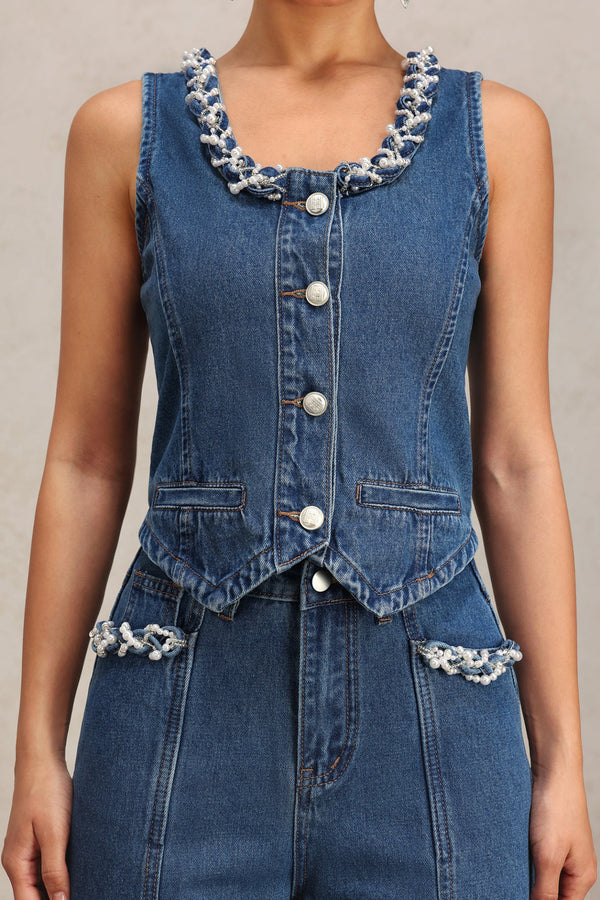 Lureen Kolsuz Denim Yelek ve Pantolon İkili Takım