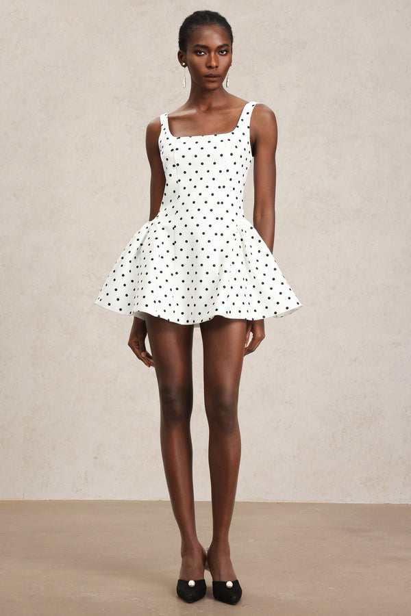 Ornella Halter Yaka Puantiyeli Mini Elbise